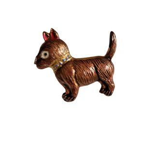 Vintage Terrier Dog Mini Brooch Metal Pin 1.75 inch